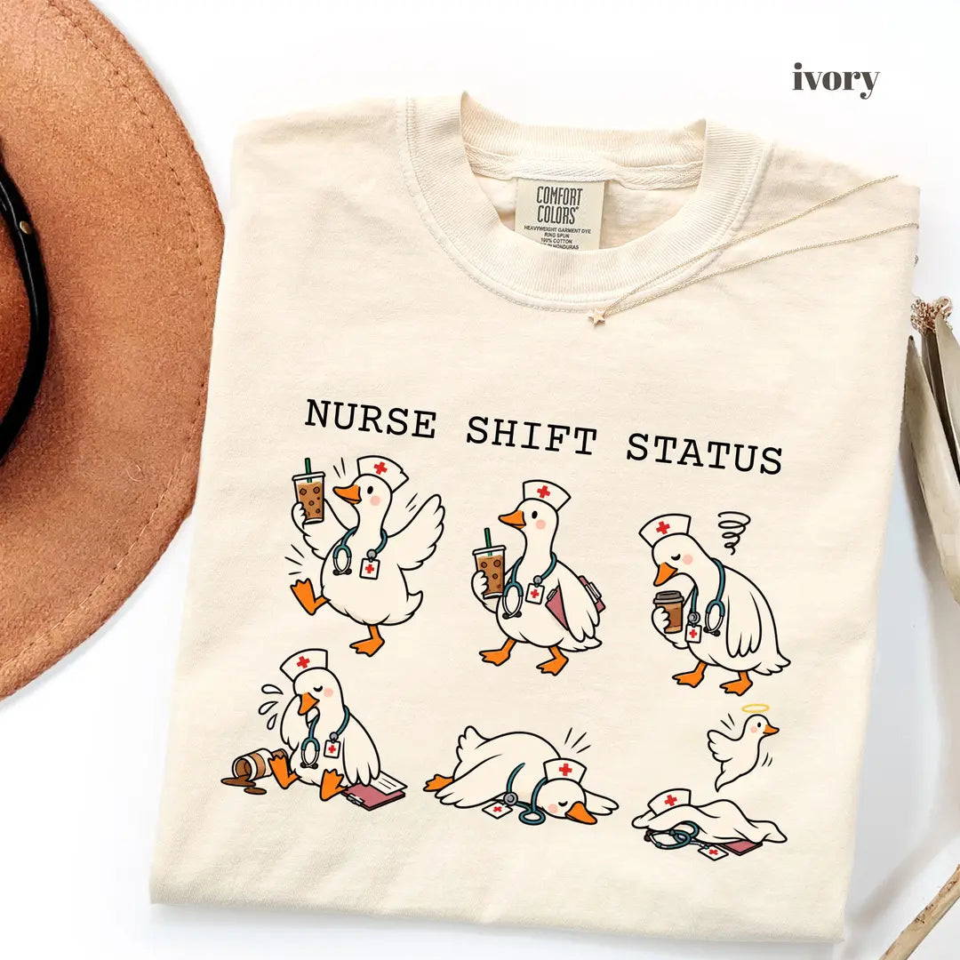 Ivory Comfort Colors 1717 T-shirt with Funny Nurse design worn by a model