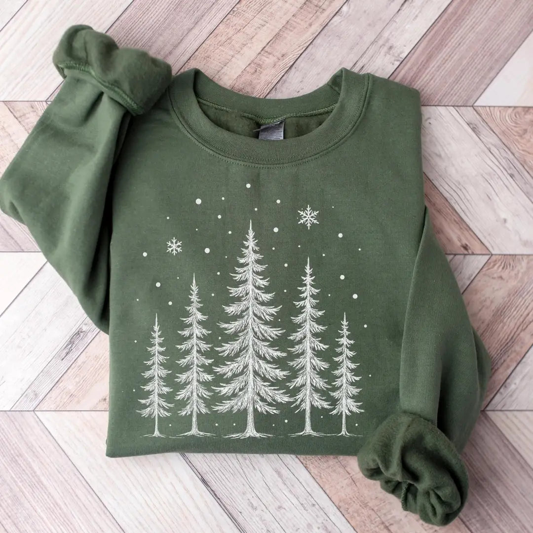 Crewneck sweatshirt with Winter design, alternate product view.