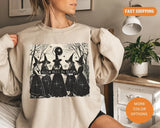 Sand Crewneck sweatshirt with printed Vintage Girls Will Be Girls Witch design, hero view.