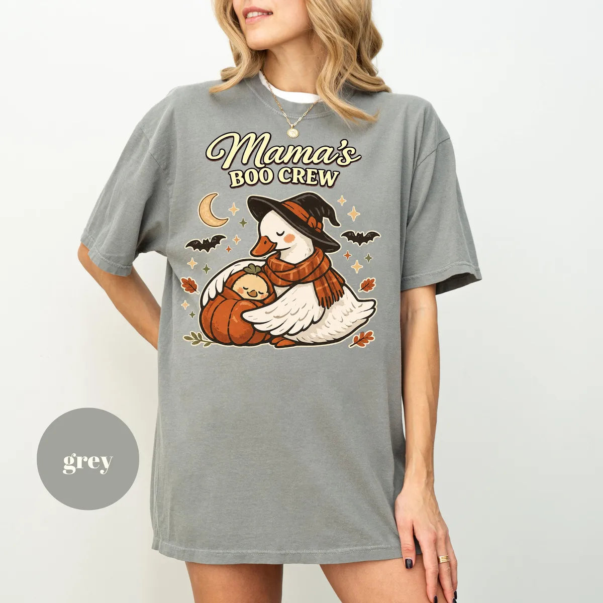 Comfort Colors 1717 T-shirt with Halloween Mom design worn by a model view 2