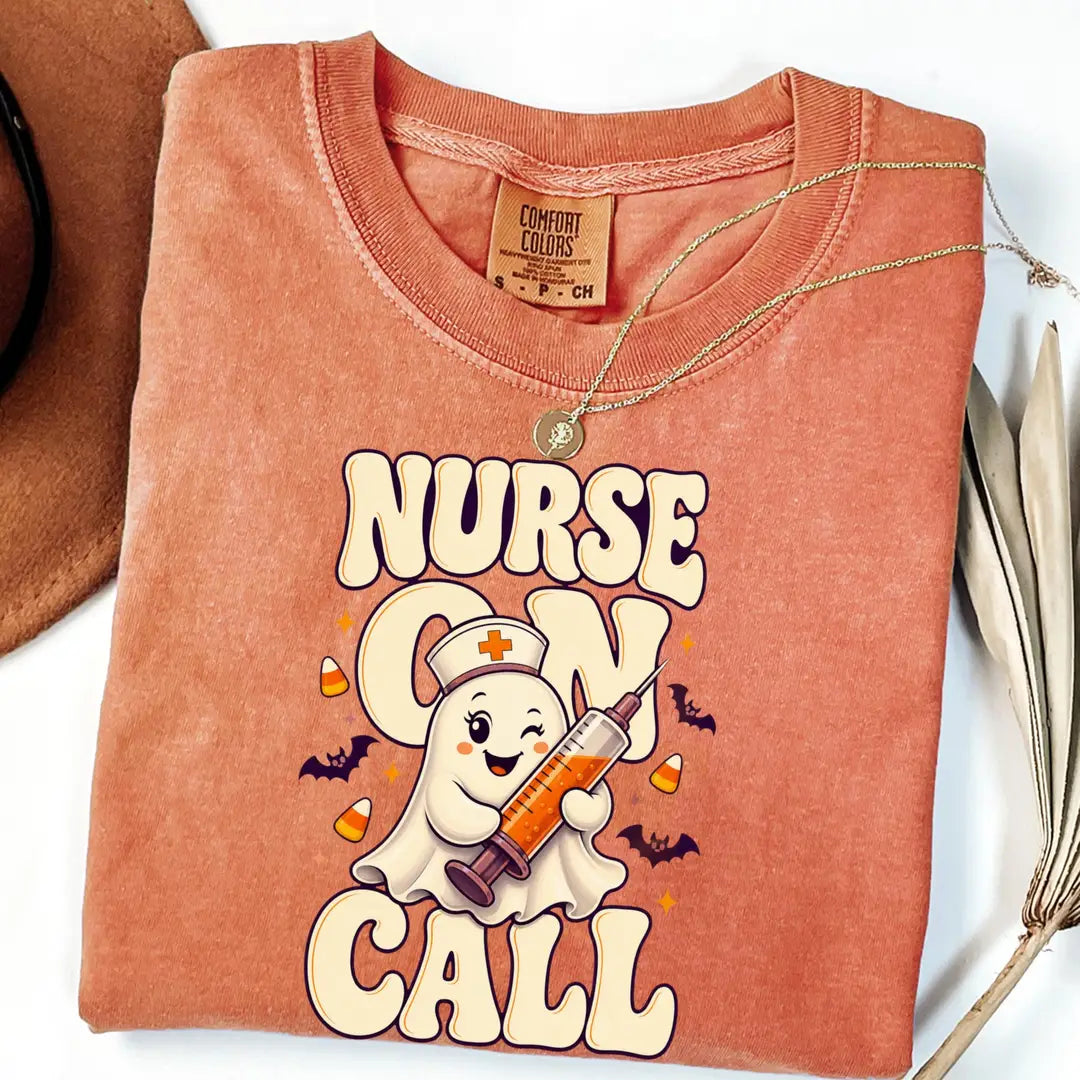 Nurse On Call Halloween Comfort Colors T-Shirt hero view.
