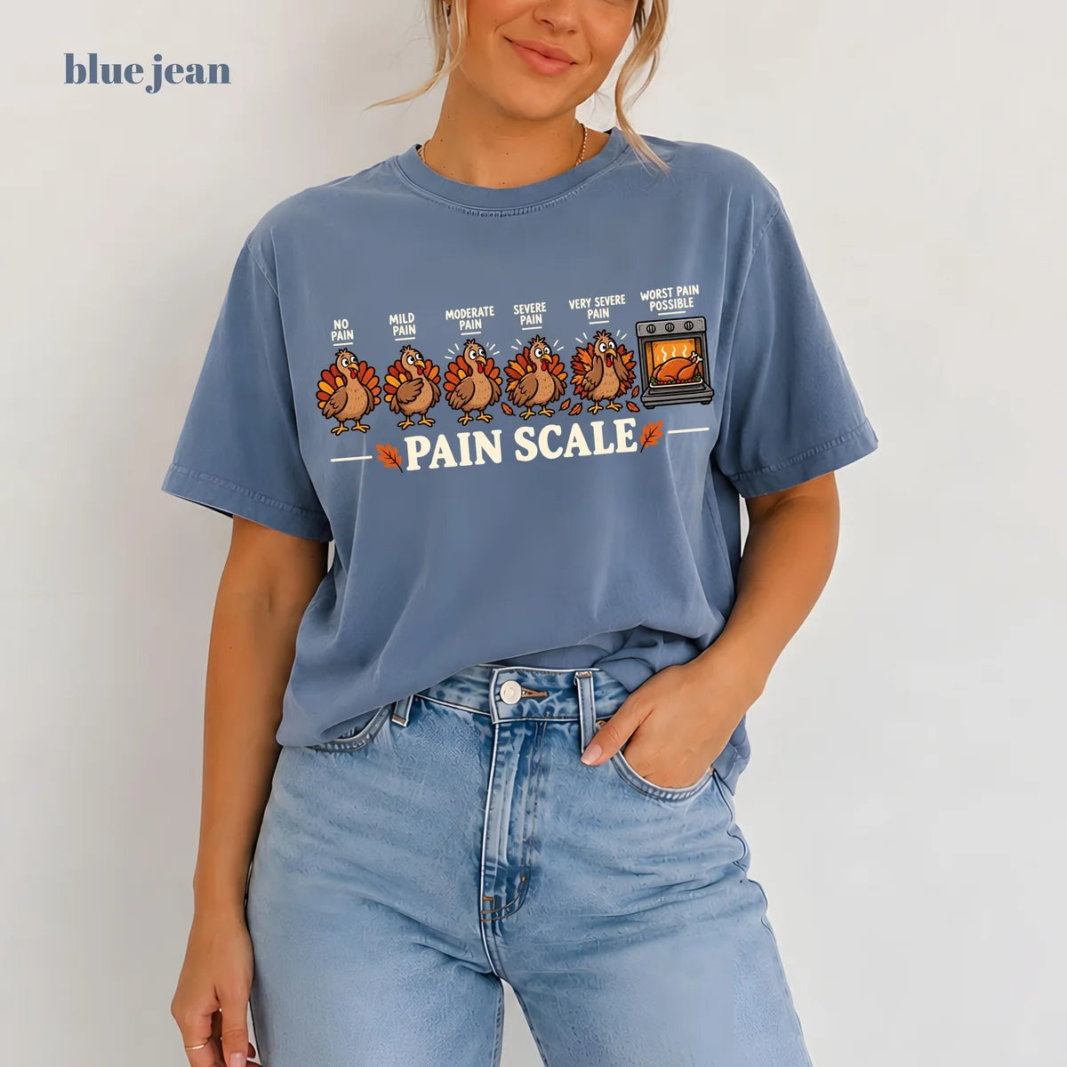 Comfort Colors 1717 T-shirt with Funny Pain Scale Thanksgiving design alternate view view 5