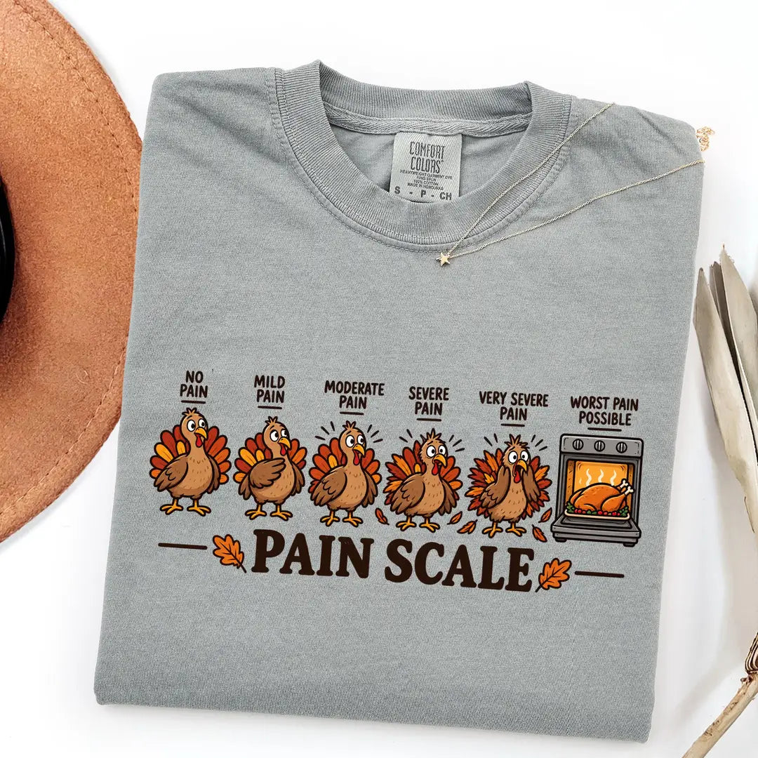 Comfort Colors 1717 T-shirt with Funny Pain Scale Thanksgiving design alternate view view 7