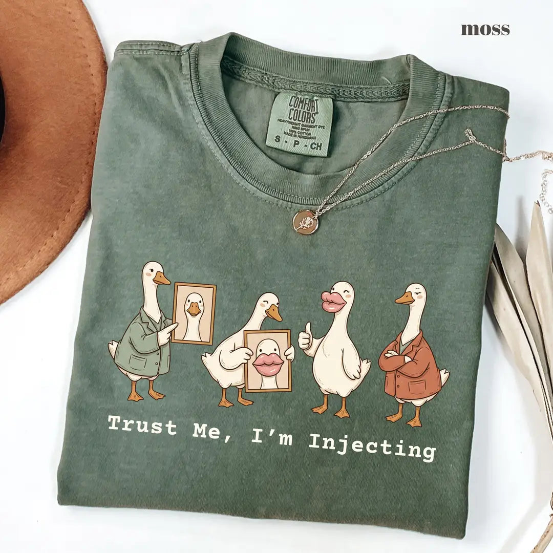 Moss Comfort Colors 1717 T-shirt with Trust Me Im Injecting design