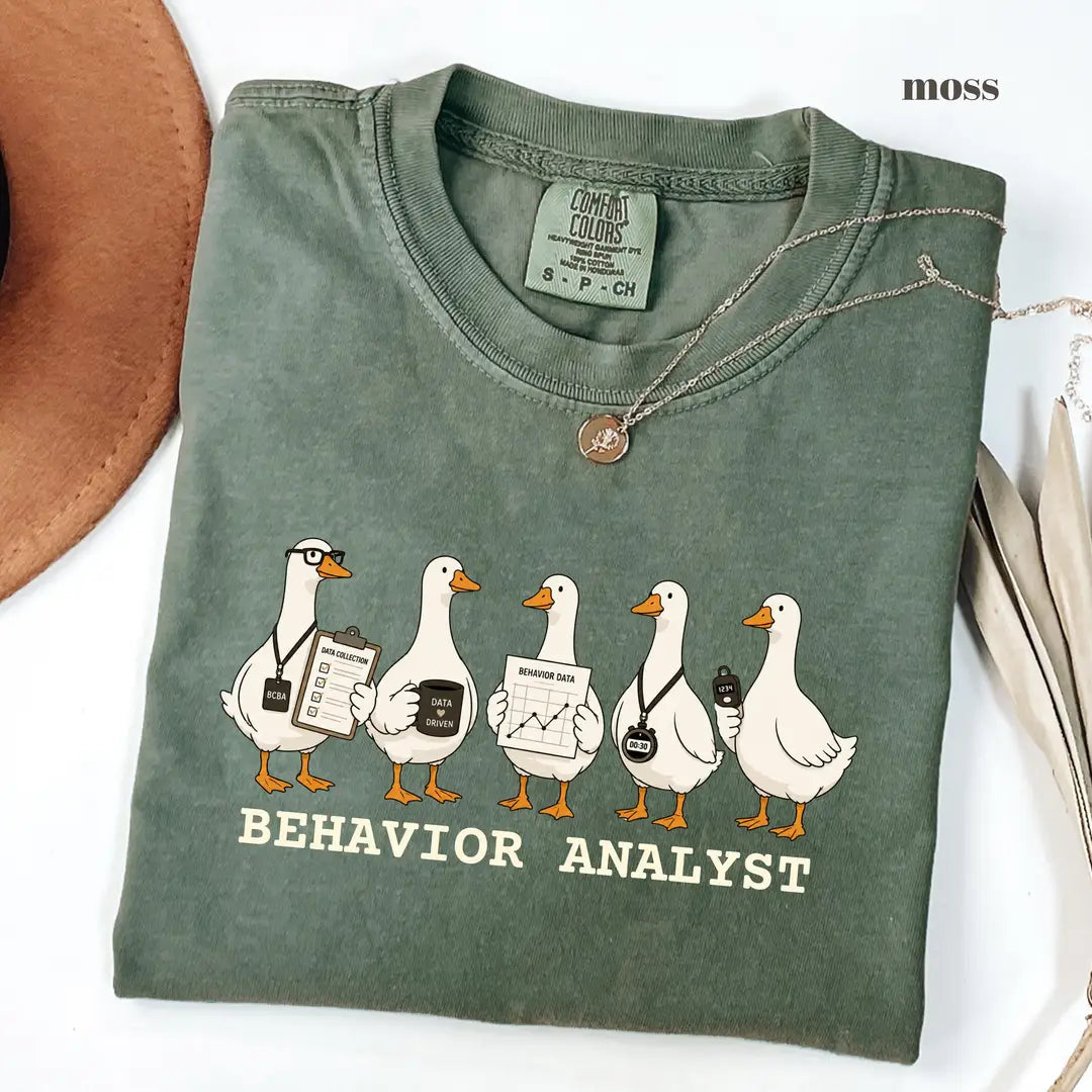 Moss Comfort Colors 1717 T-shirt with Behavior Analyst design view 2