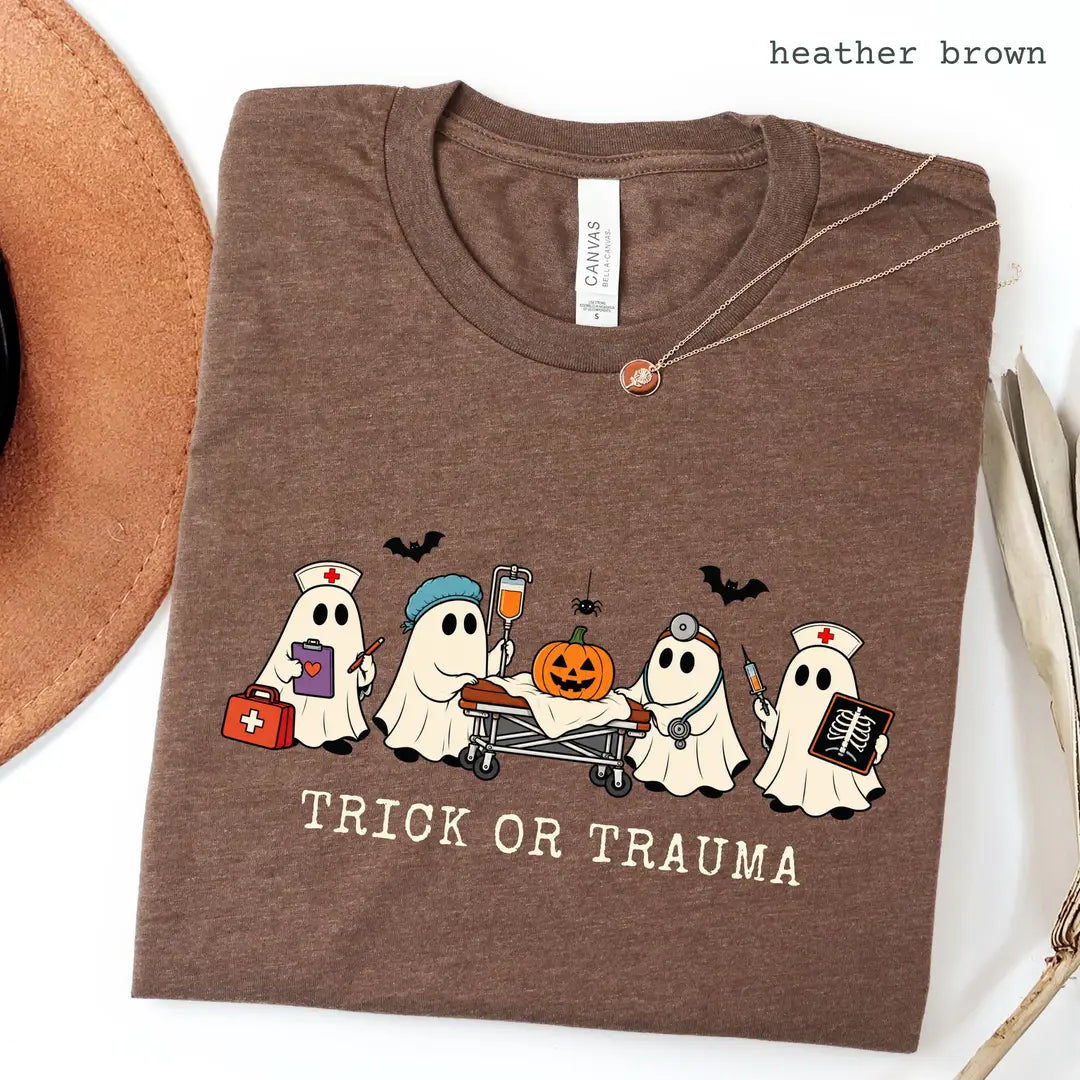 Bella Canvas 3001 T-shirt with Halloween Nurse design alternate view view 2