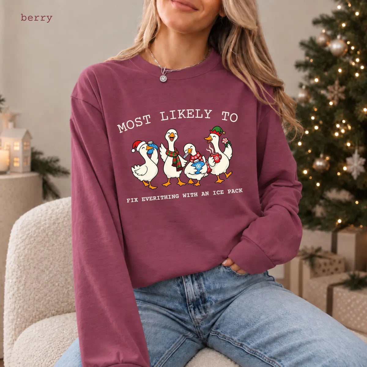 Comfort Colors 1717 T-shirt with School Nurse Christmas design worn by a model view 3
