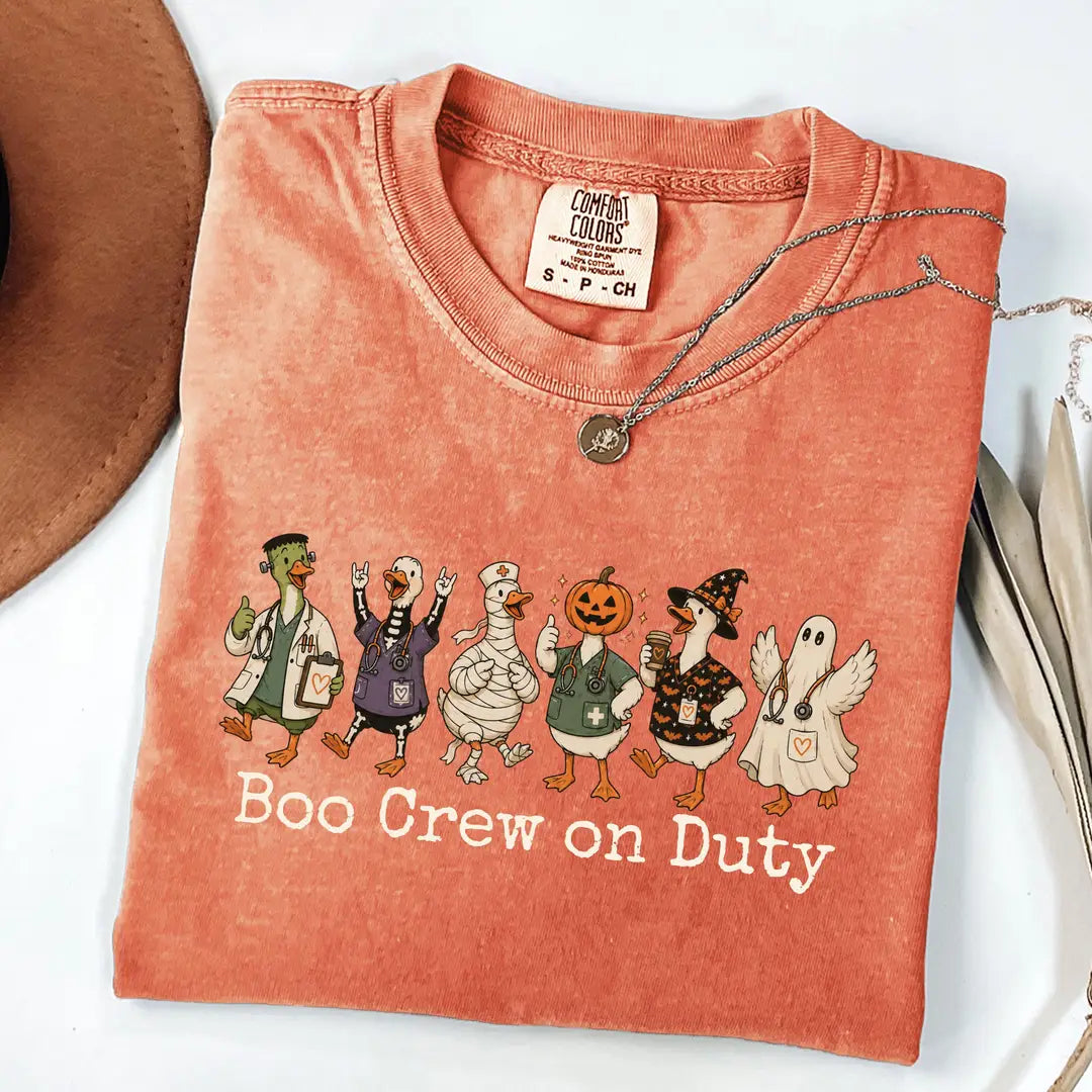 Comfort Colors 1717 T-shirt with Boo Crew on Duty Halloween Nurse design alternate view view 3
