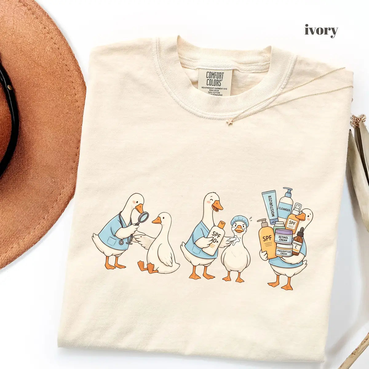 Ivory Comfort Colors 1717 T-shirt with Dermatology Nurse design