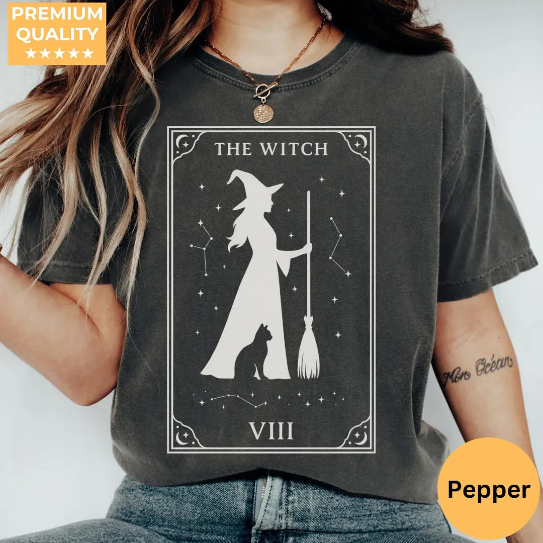 Witch Comfort Colors T-Shirt hero view in Pepper.