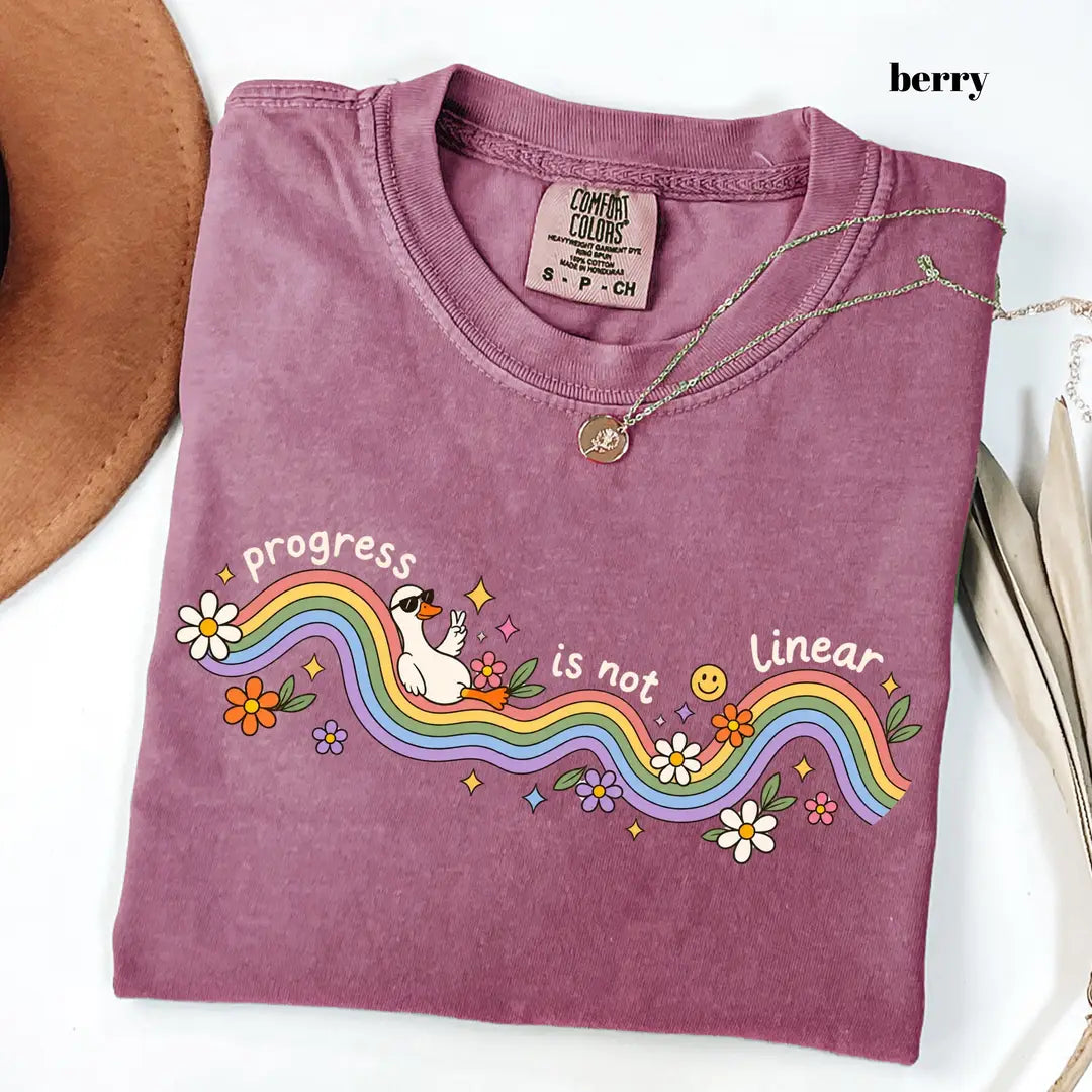 Comfort Colors 1717 T-shirt with Progress Is Not Linear design worn by a model view 3