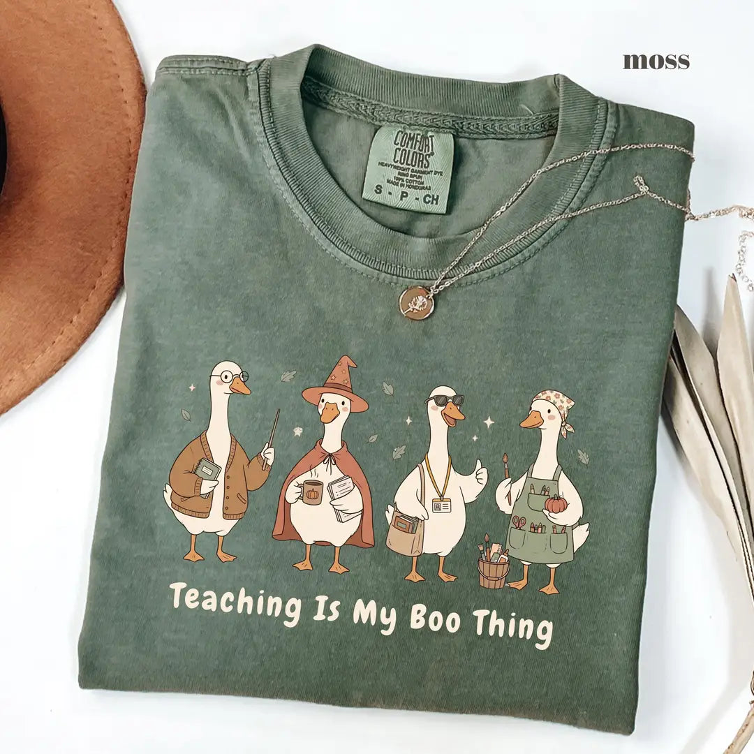 Moss Comfort Colors 1717 T-shirt with Teaching Is My Boo Thing design