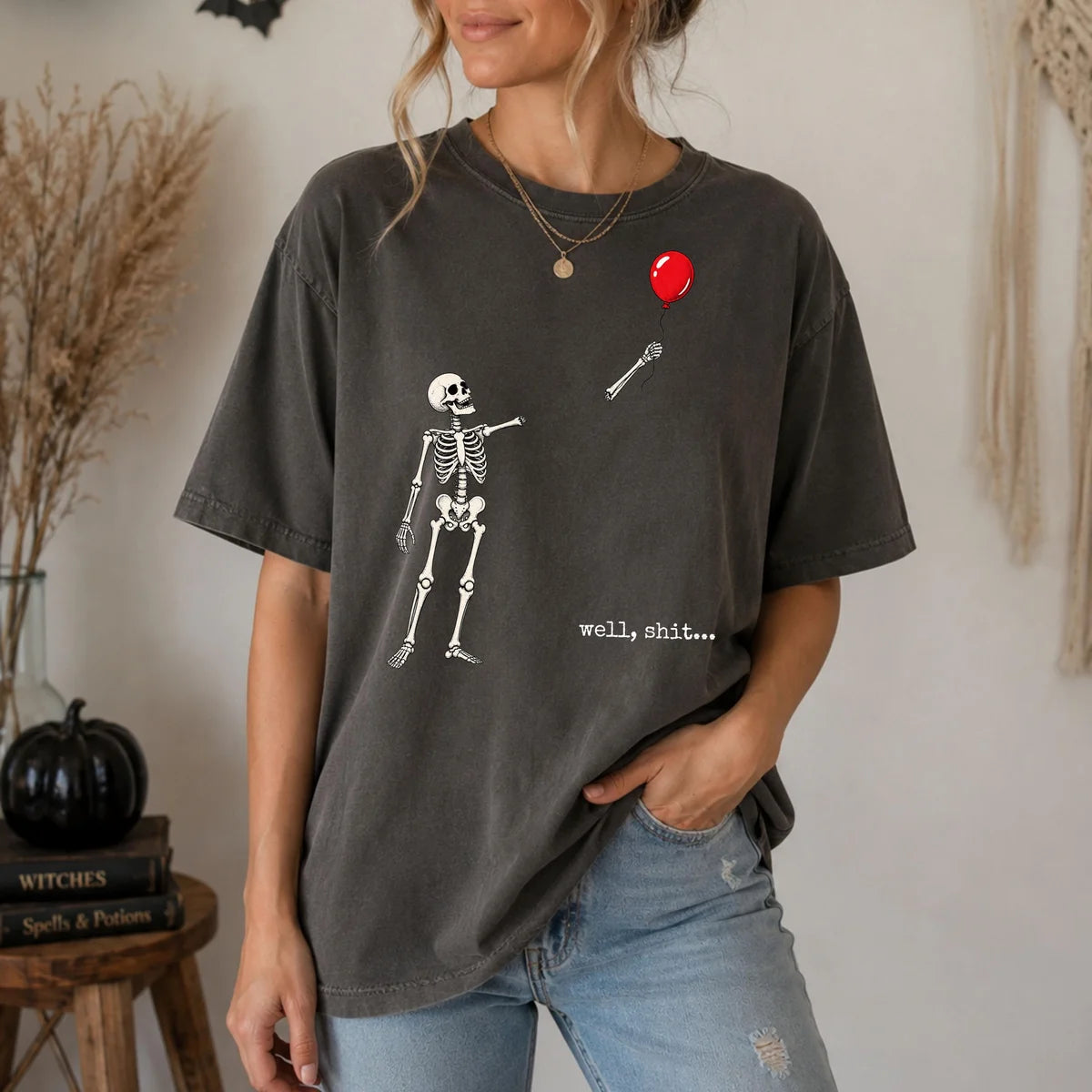 Comfort Colors 1717 T-shirt with Well Shit Skeleton design alternate view view 2