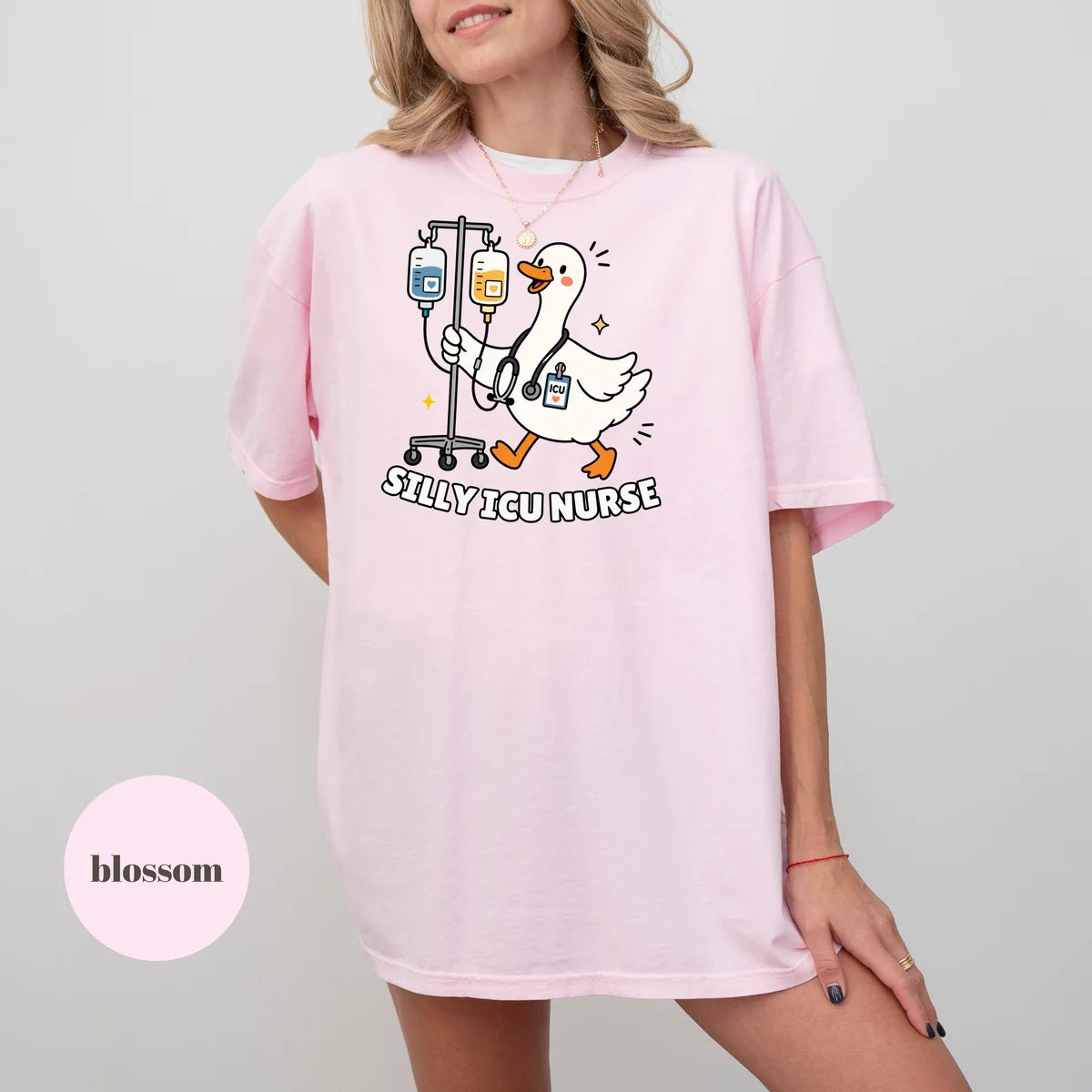 Blossom Comfort Colors 1717 T-shirt with Silly ICU Nurse design