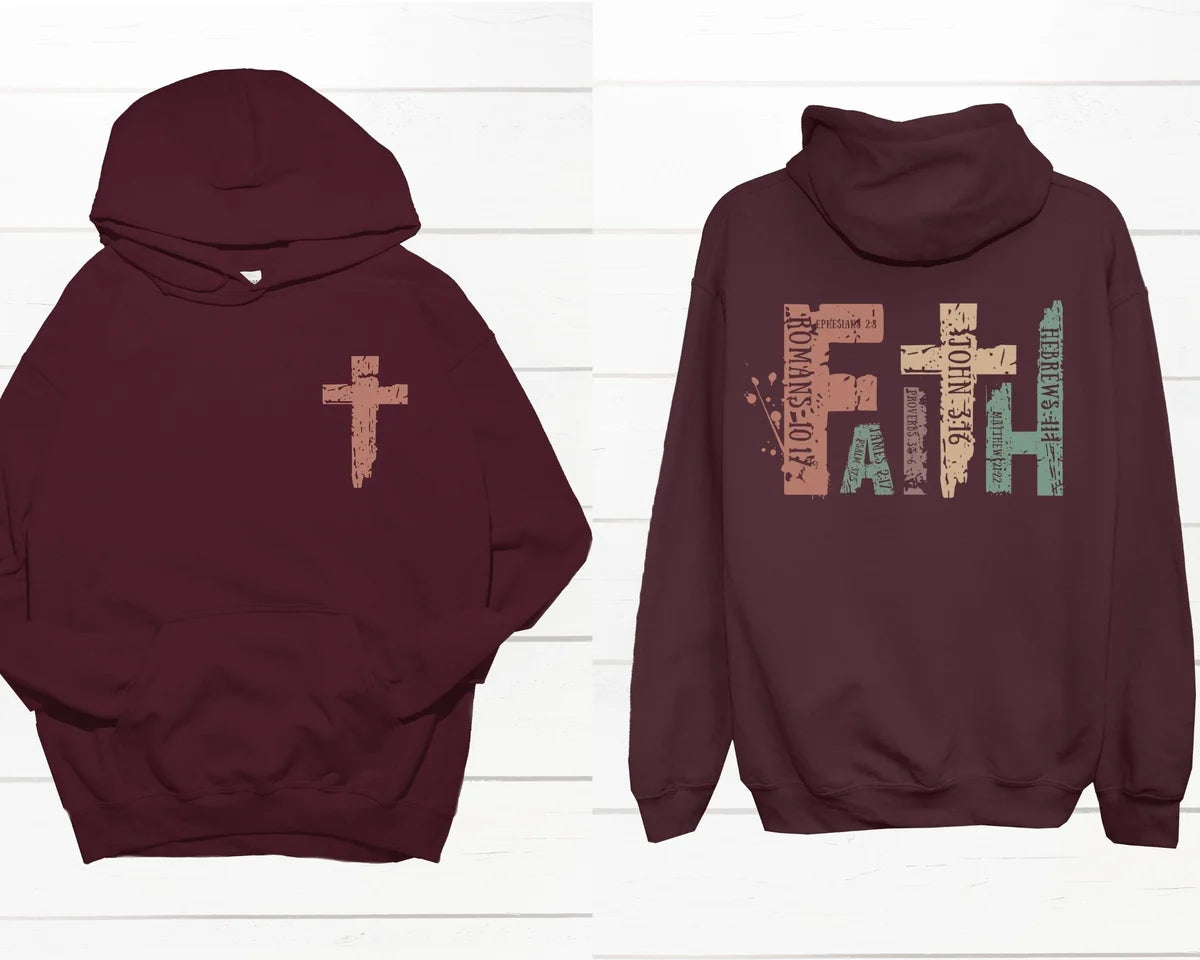 Crewneck sweatshirt with Christian design, alternate product view.