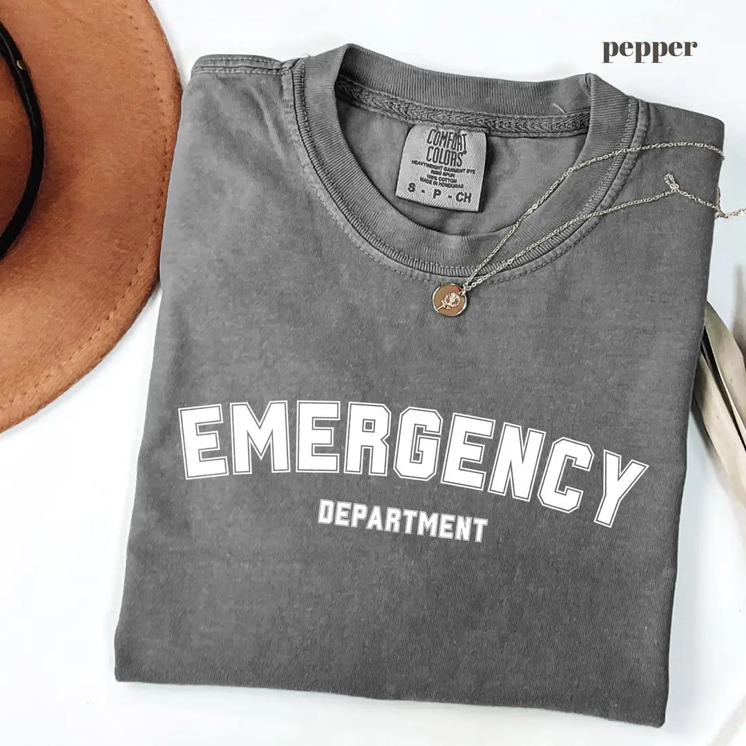 Pepper Comfort Colors 1717 T-shirt with Emergency Department design