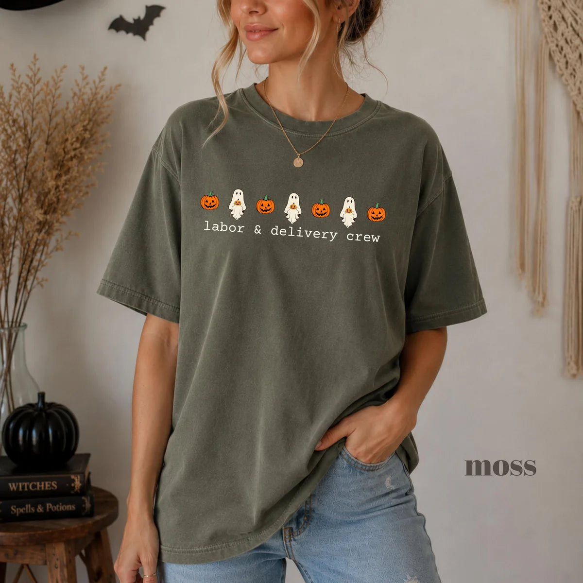 Moss Comfort Colors 1717 T-shirt with L&D Nurse design