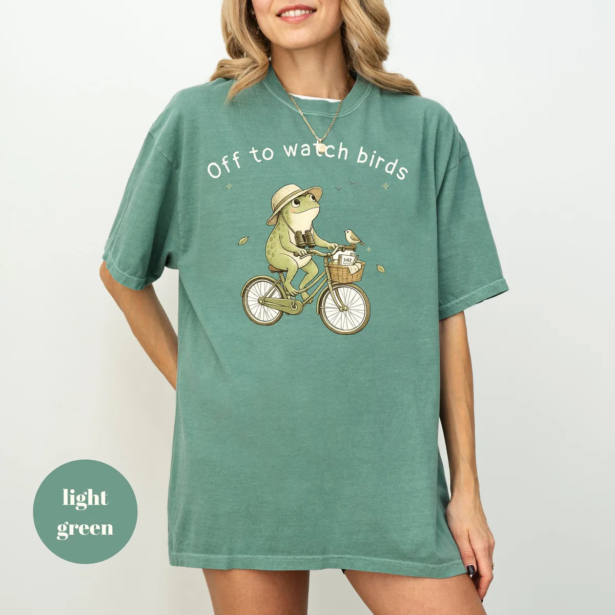 Comfort Colors 1717 T-shirt with Birdwatching design worn by a model view 2