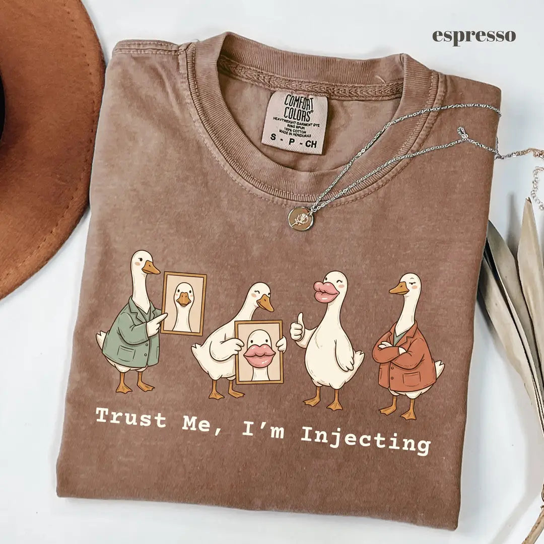 Espresso Comfort Colors 1717 T-shirt with Trust Me Im Injecting design