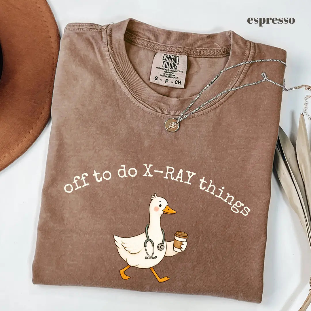 Espresso Comfort Colors 1717 T-shirt with Off To Do X-Ray Things design worn by a model