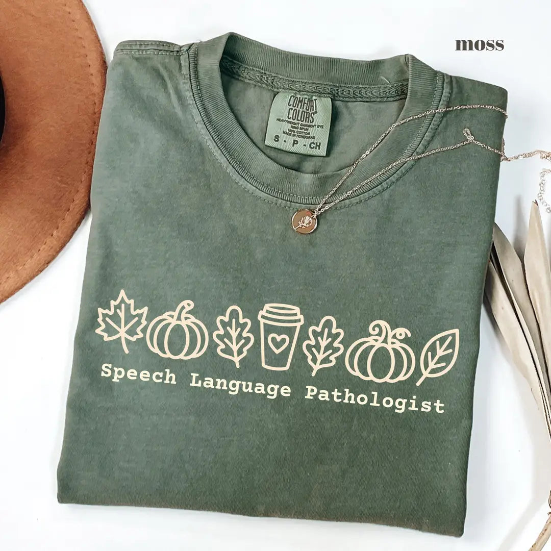 Moss Comfort Colors 1717 T-shirt with Fall SLP design view 2
