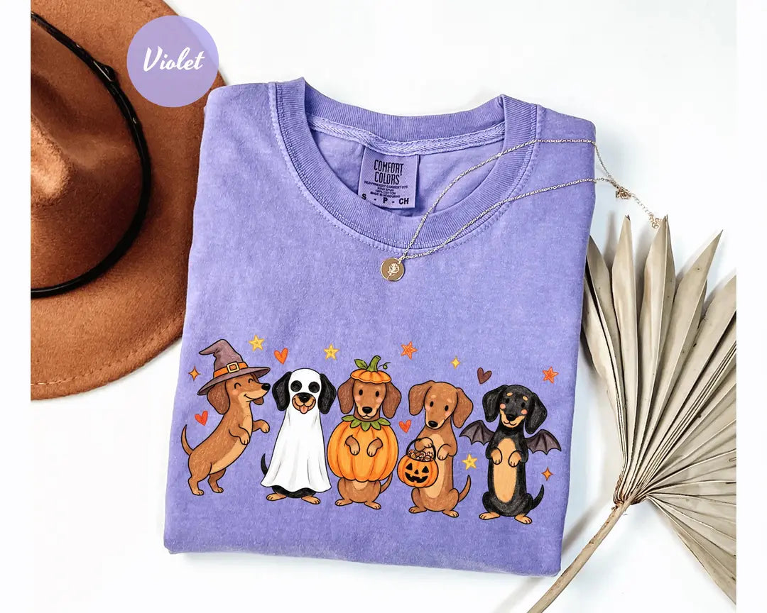 Comfort Colors 1717 T-shirt with Halloween Dachshund design alternate view view 2