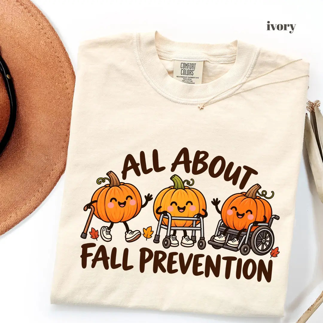 Ivory Comfort Colors 1717 T-shirt with Fall Prevention Nurse design