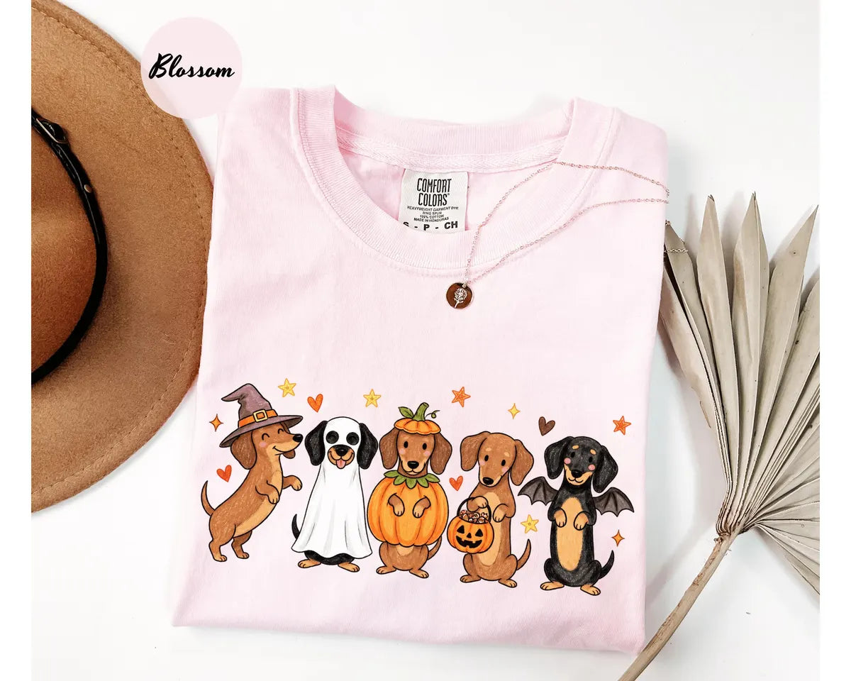 Comfort Colors 1717 T-shirt with Halloween Dachshund design alternate view view 5