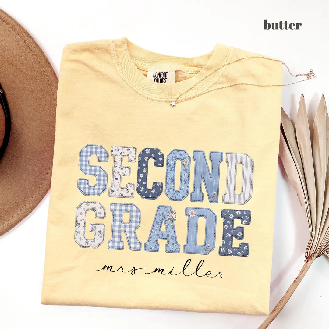 Butter Comfort Colors 1717 T-shirt with Second Grade Teacher design