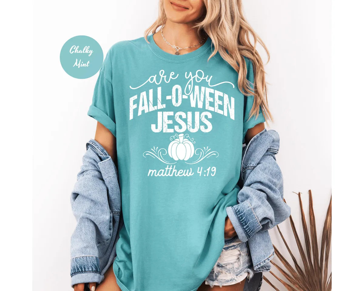 Comfort Colors 1717 T-shirt with Are You Fall-O-Ween Jesus design alternate view view 3