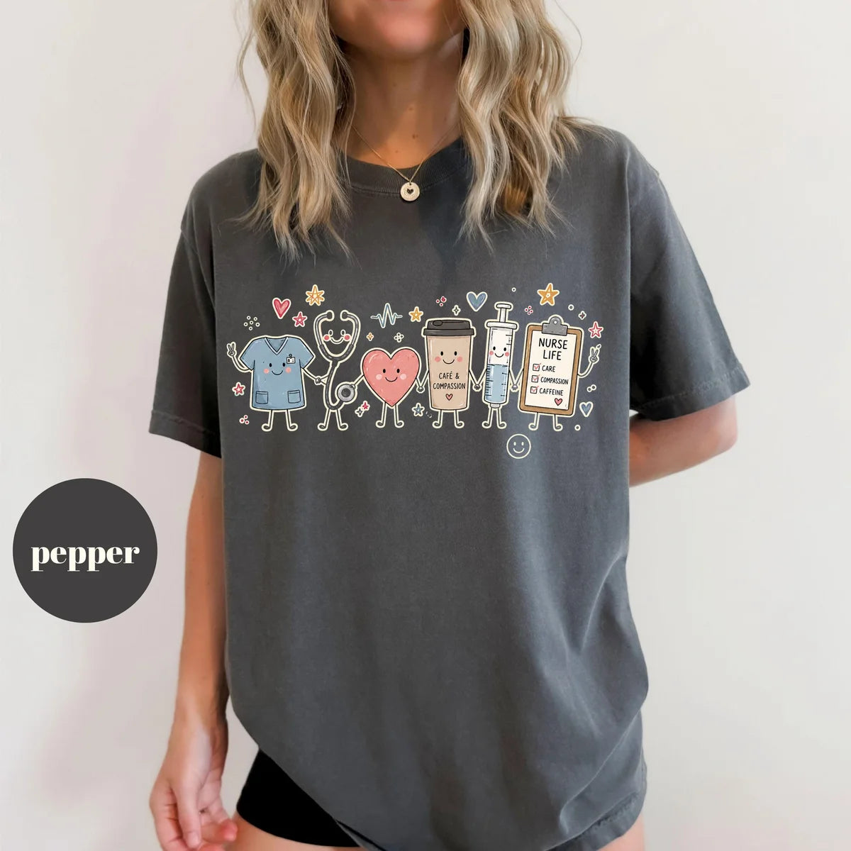 Comfort Colors 1717 T-shirt with Nurse Life design alternate view