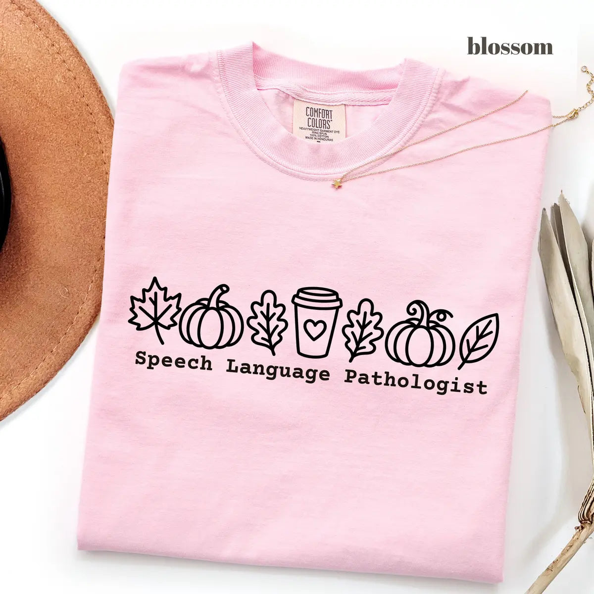 Blossom Comfort Colors 1717 T-shirt with Fall SLP design