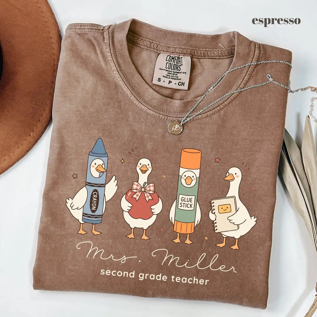 Espresso Comfort Colors 1717 T-shirt with First Grade Teacher design