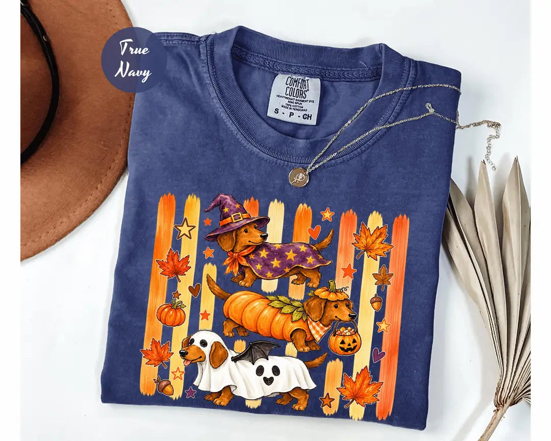 Comfort Colors 1717 T-shirt with Halloween Dachshund design alternate view view 3