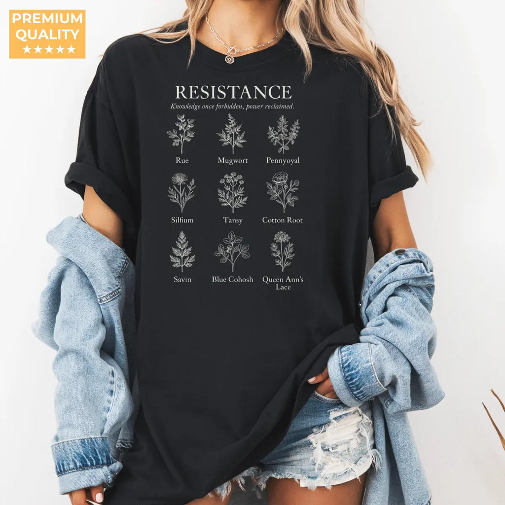 Black Comfort Colors 1717 T-shirt with Subtle Pro Choice Womens Rights Pro Choice F The Patriarchy My Body My Choice Abortion Plant Pro Choice Herbs design, alternate product view.