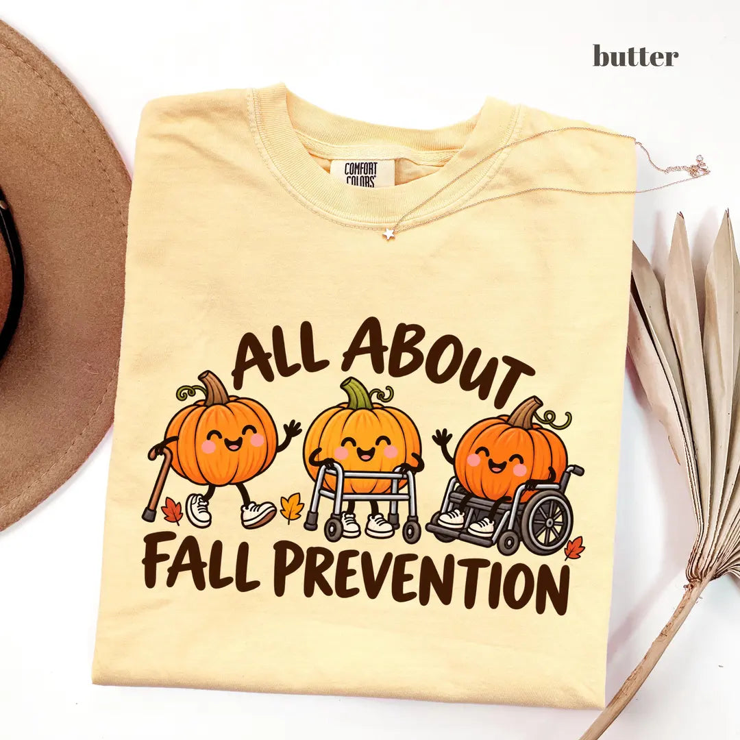 Butter Comfort Colors 1717 T-shirt with Fall Prevention Nurse design