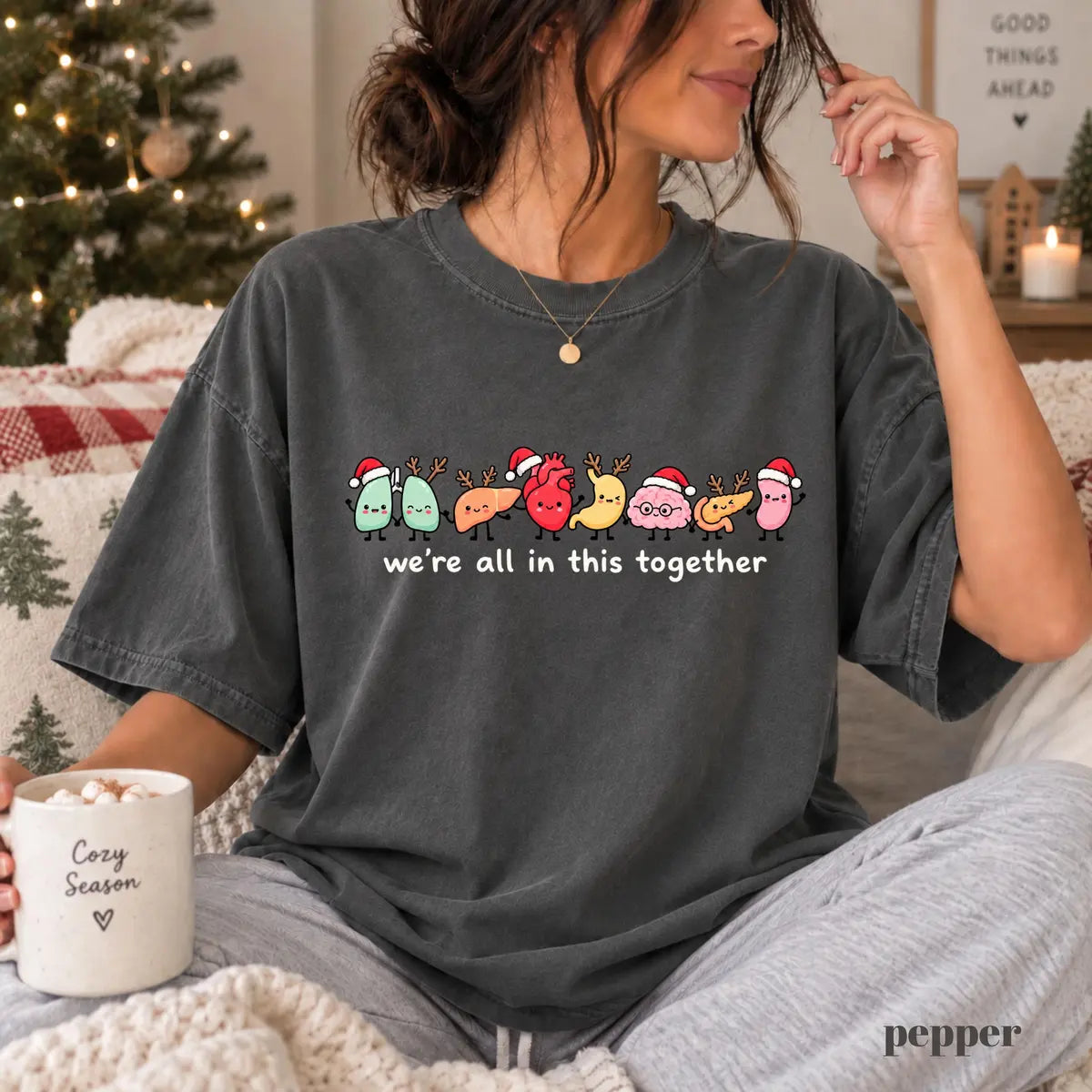 Pepper Comfort Colors 1717 T-shirt with Christmas Nurse design