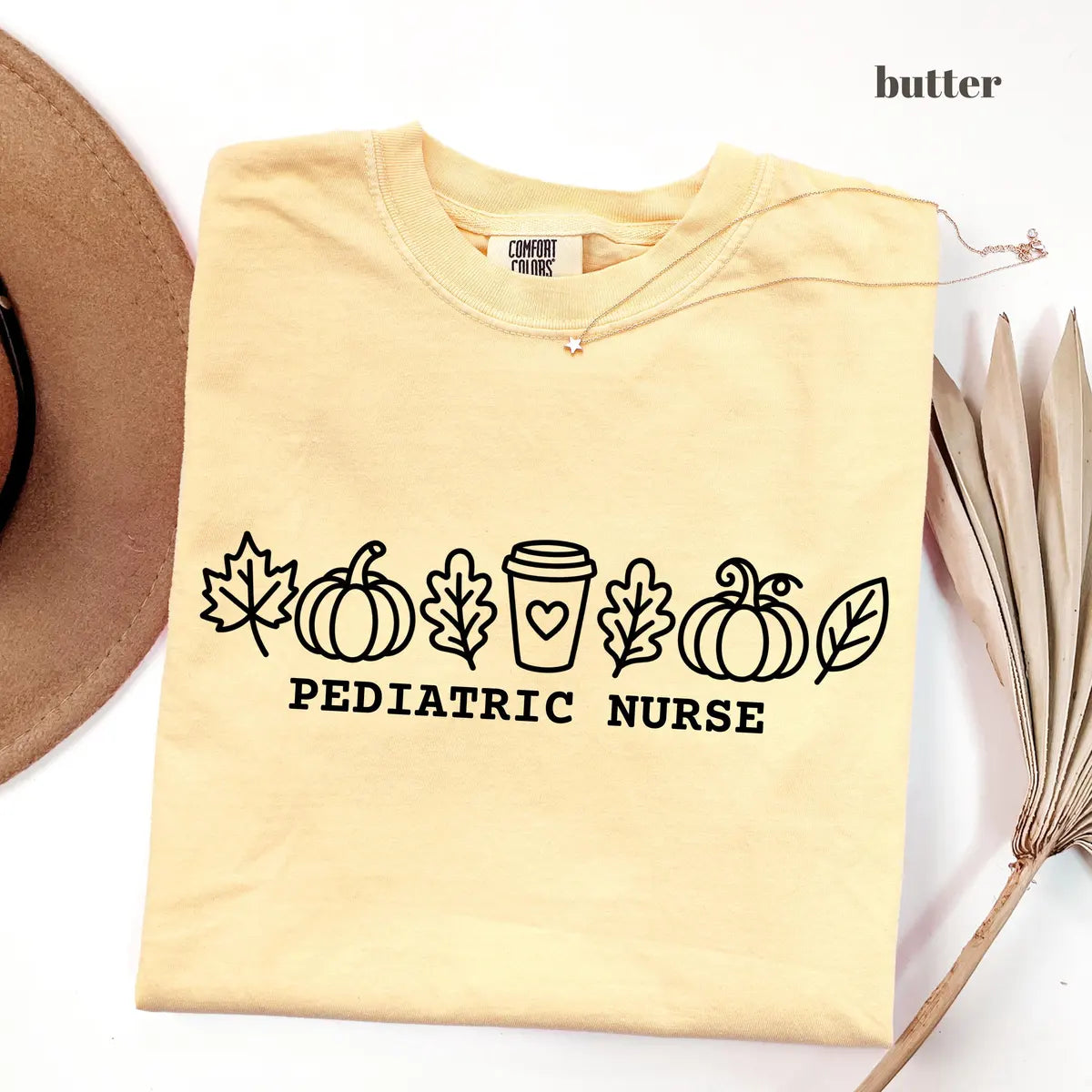 Butter Comfort Colors 1717 T-shirt with Pediatric Nurse design