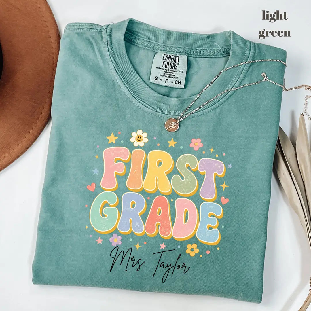 Comfort Colors 1717 T-shirt with First Grade Teacher design alternate view