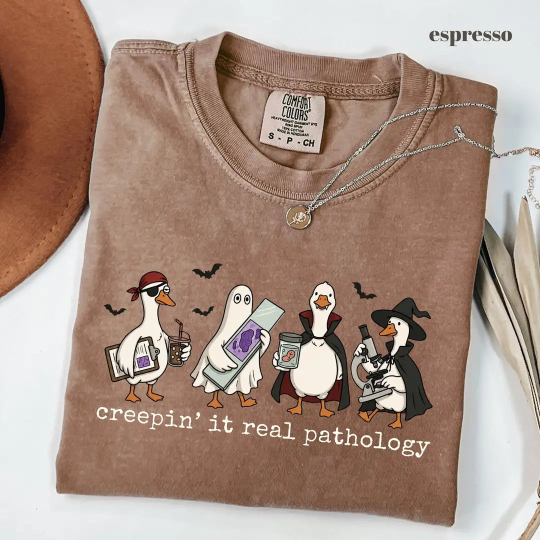 Espresso Comfort Colors 1717 T-shirt with Pathology Halloween design