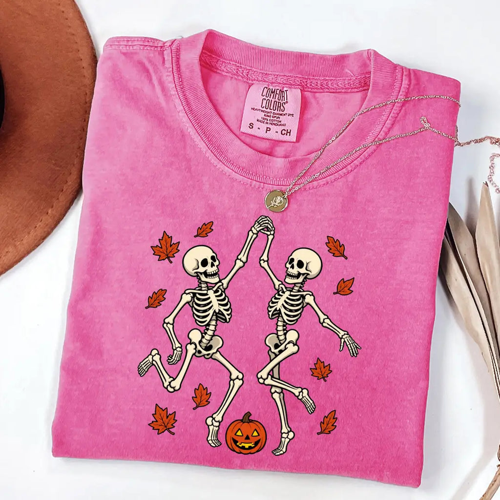 Dancing Skeleton Couple Comfort Colors T-Shirt alternate product view.