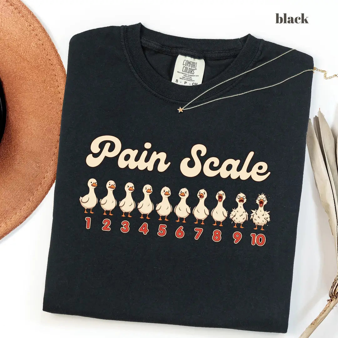Black CF Comfort Colors 1717 T-shirt with Pain Scale design