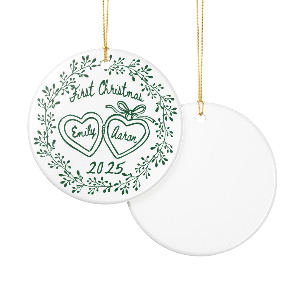 first christmas engaged ornament front back