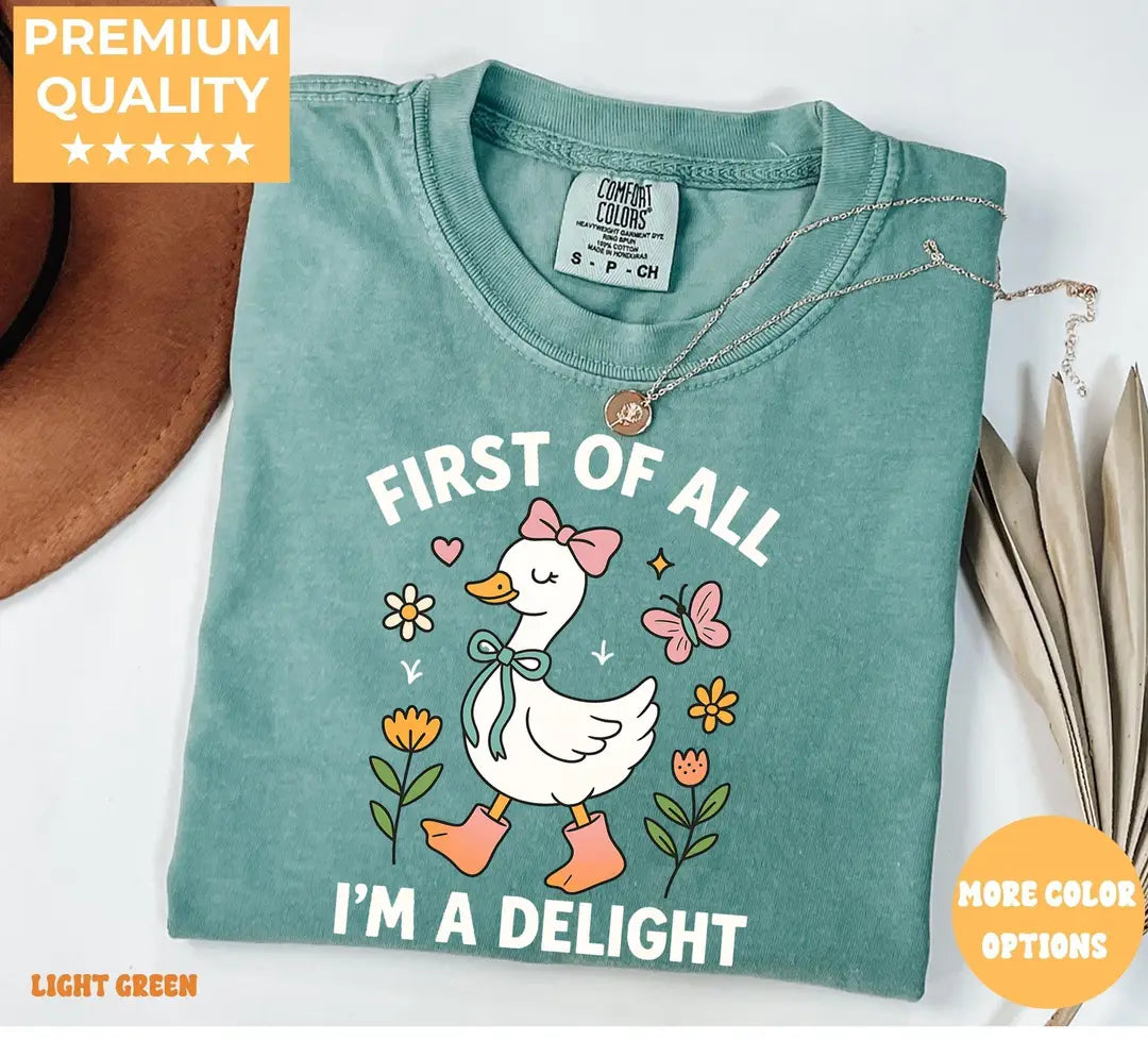 Light Green Comfort Colors 1717 T-shirt with Funny Goose design, alternate product view.