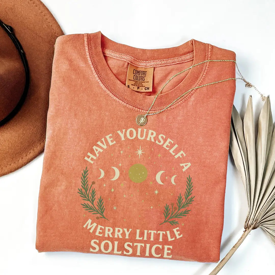 Yam Comfort Colors 1717 T-shirt with Winter Solstice design, alternate product view.