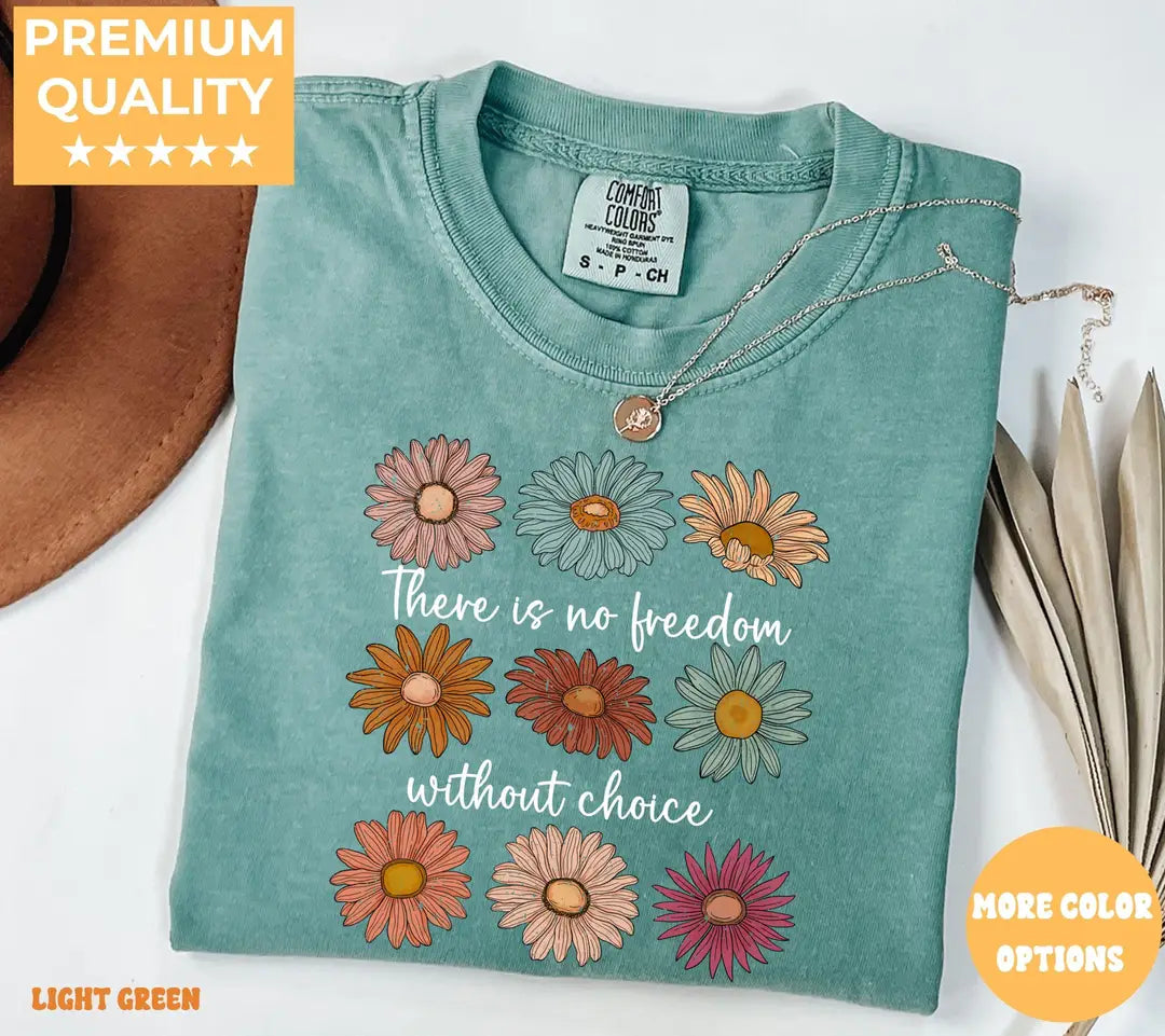 Light Green Comfort Colors 1717 T-shirt with Feminist design, alternate product view.