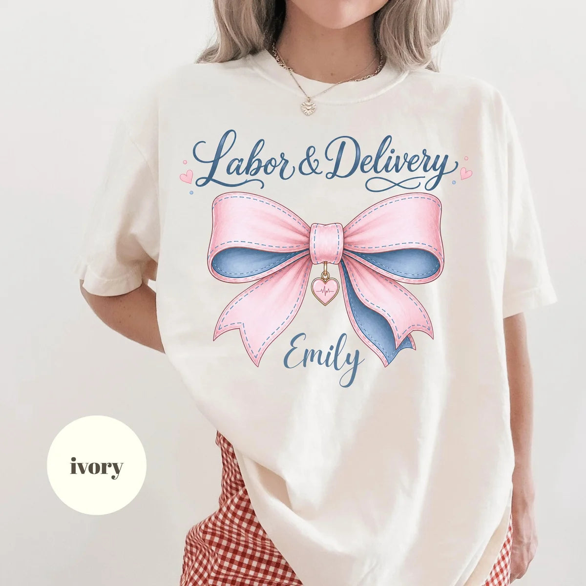 Ivory Comfort Colors 1717 T-shirt with Labor and Delivery Nurse design