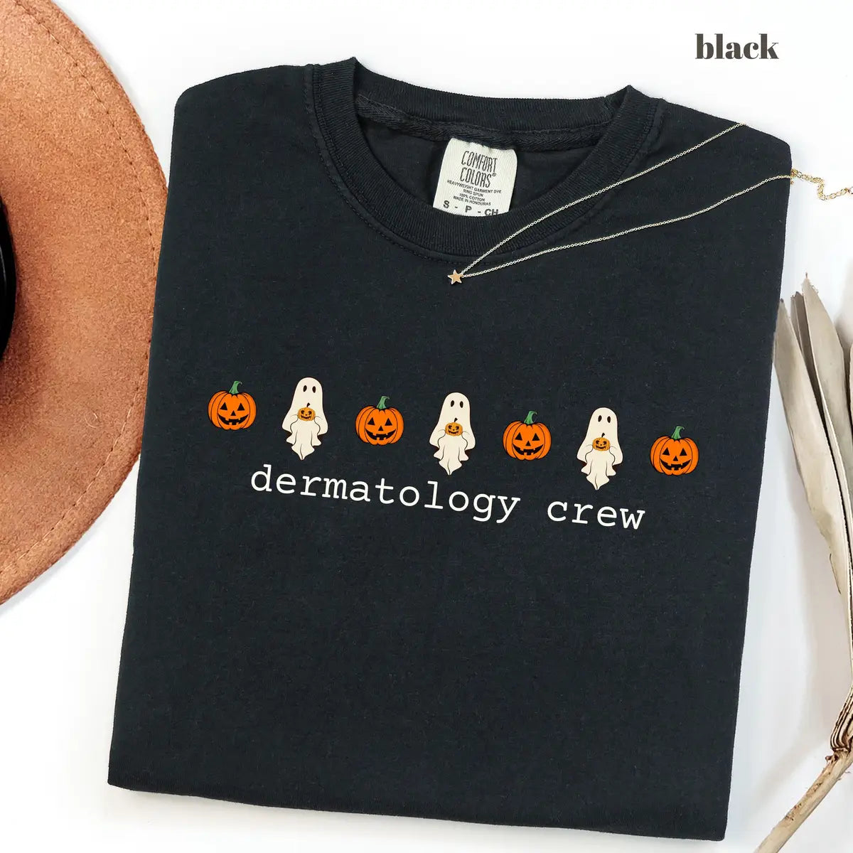 Black CF Comfort Colors 1717 T-shirt with Dermatology Crew design