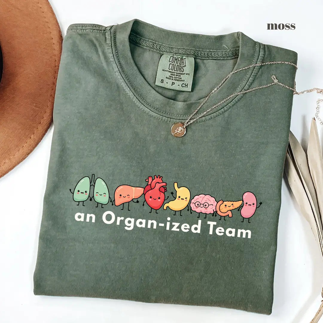 Moss Comfort Colors 1717 T-shirt with Organ-ized Team design view 2