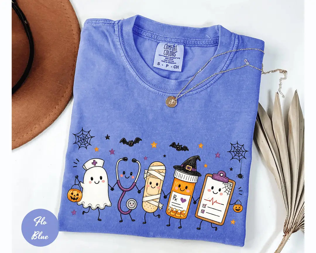 Comfort Colors 1717 T-shirt with Halloween Nurse Doodle design alternate view view 4